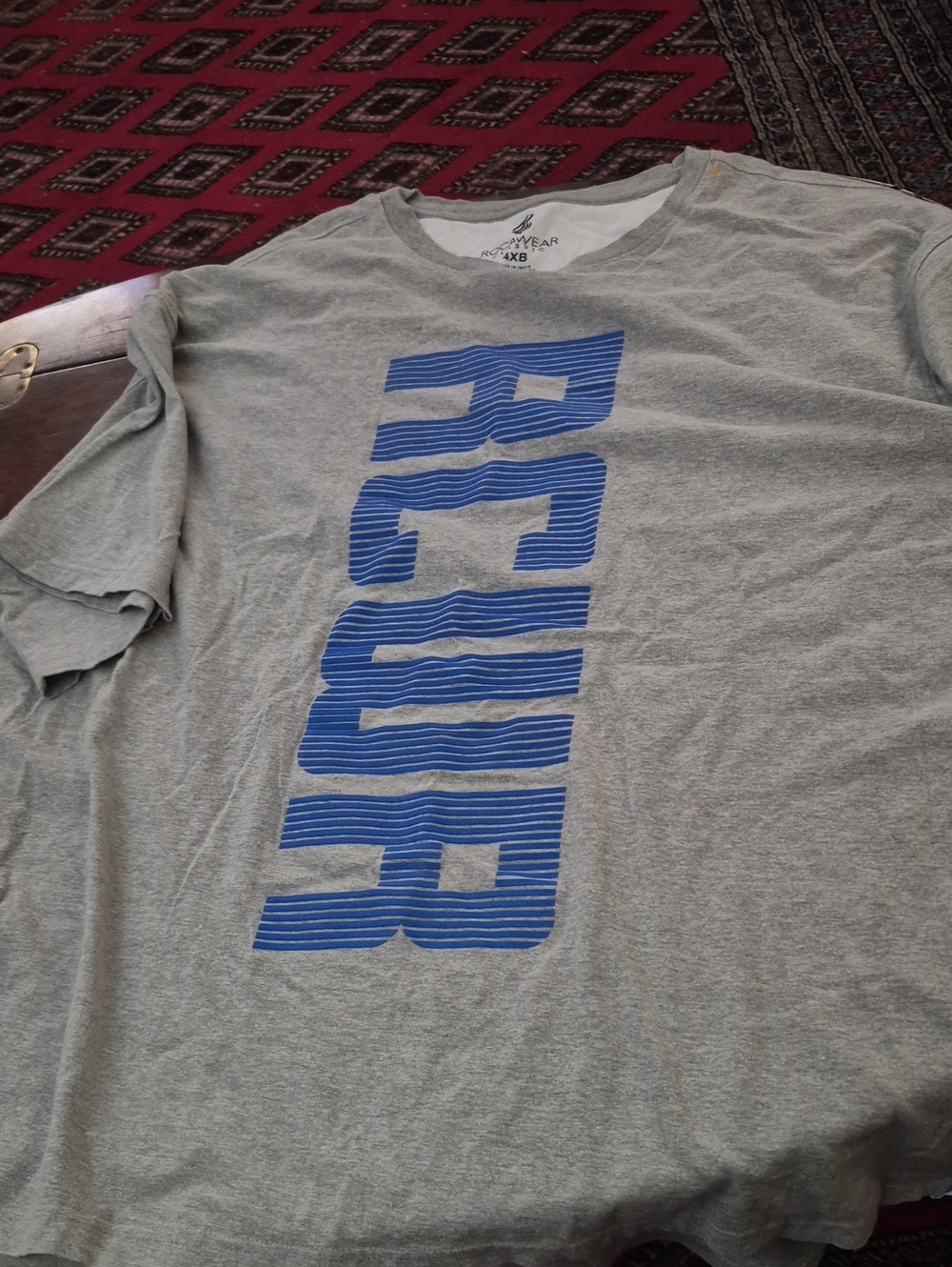Rocawear Gray Short Sleeve Tee with Blue Vertical Logo